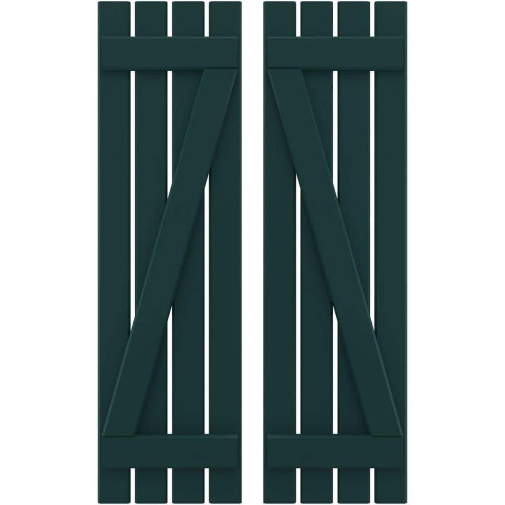 15-1/2 in. W x 36 in. H Americraft 4-Board Exterior Real Wood Spaced Board and Batten Shutters w/Z-Bar in Thermal Green price history on PriceWatchPro