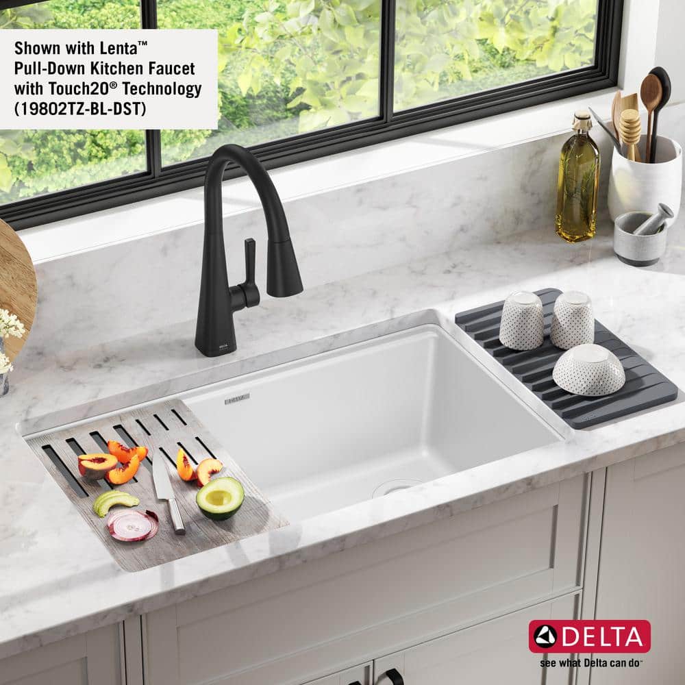 White Granite Composite Drop-in Workstation Kitchen Sink