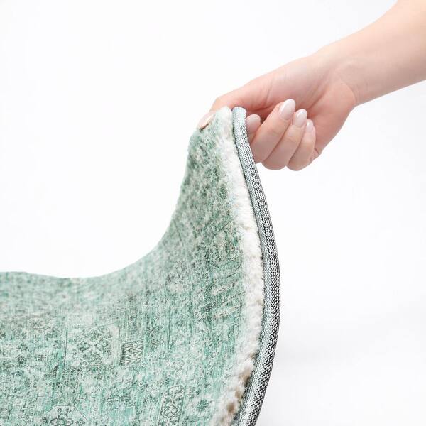 Dream Shag Premium Machine Washable Abstract ADS611 Teal 10 ft. x 14 ft. Area Rug