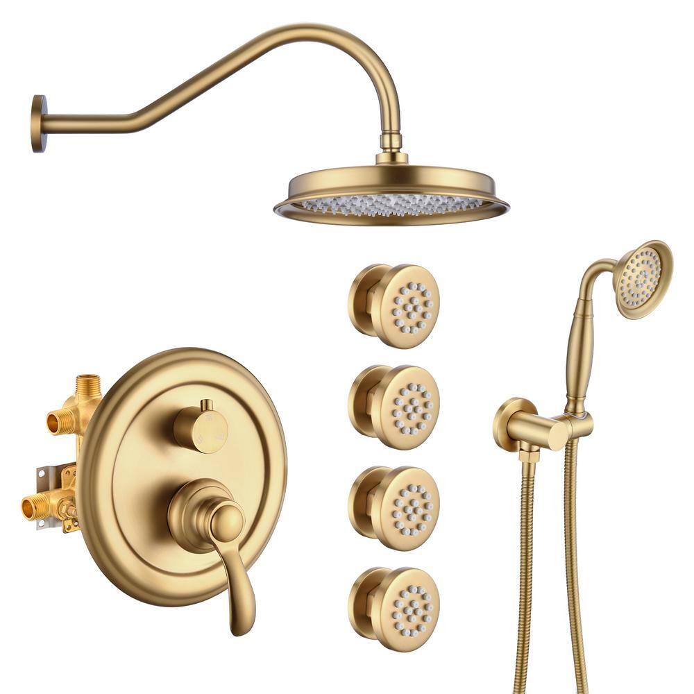 PROOX Double Handle 3Spray Shower Faucet 2.5 GPM with Body Sprays in