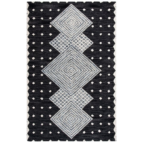Micro-Loop 5 ft. x 8 ft. Charcoal/Ivory Diamond Area Rug