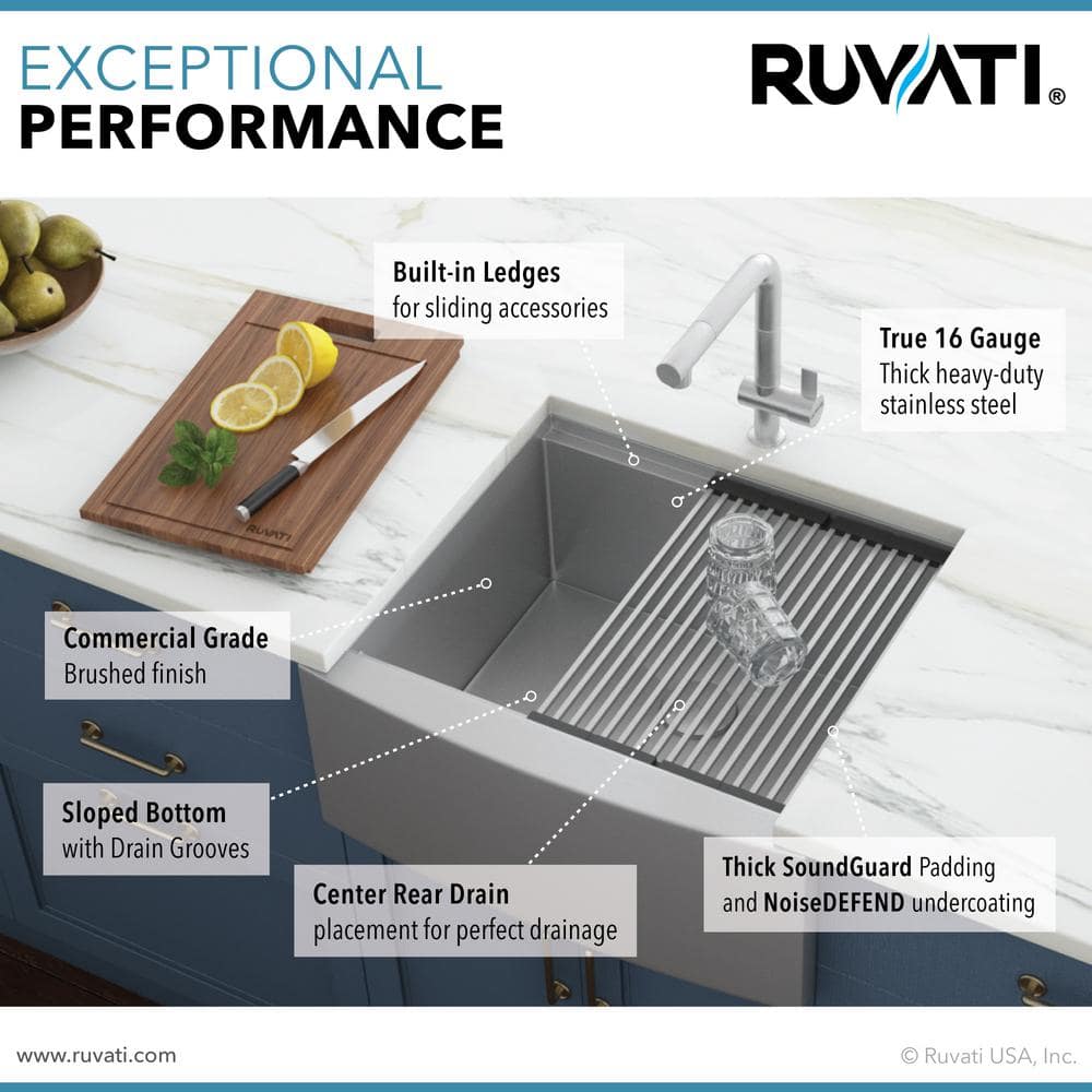 Ruvati 30" Stainless Steel Apron-Front Workstation Sink