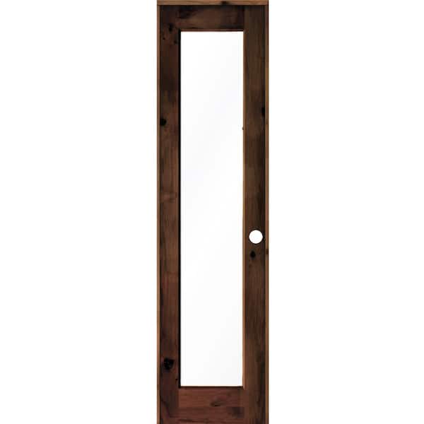Krosswood Doors 24 in. x 96 in. Rustic Knotty Alder Left-Hand Full-Lite Clear Glass Red Mahogany Stain Wood Single Prehung Interior Door