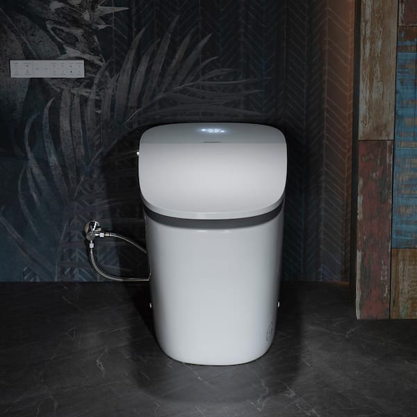 WOODBRIDGE Voice Control Smart Electric Elongated Toilet with Auto Open and Close, Auto Flush, 1000 Gram MAP, Cleaning Foam, White