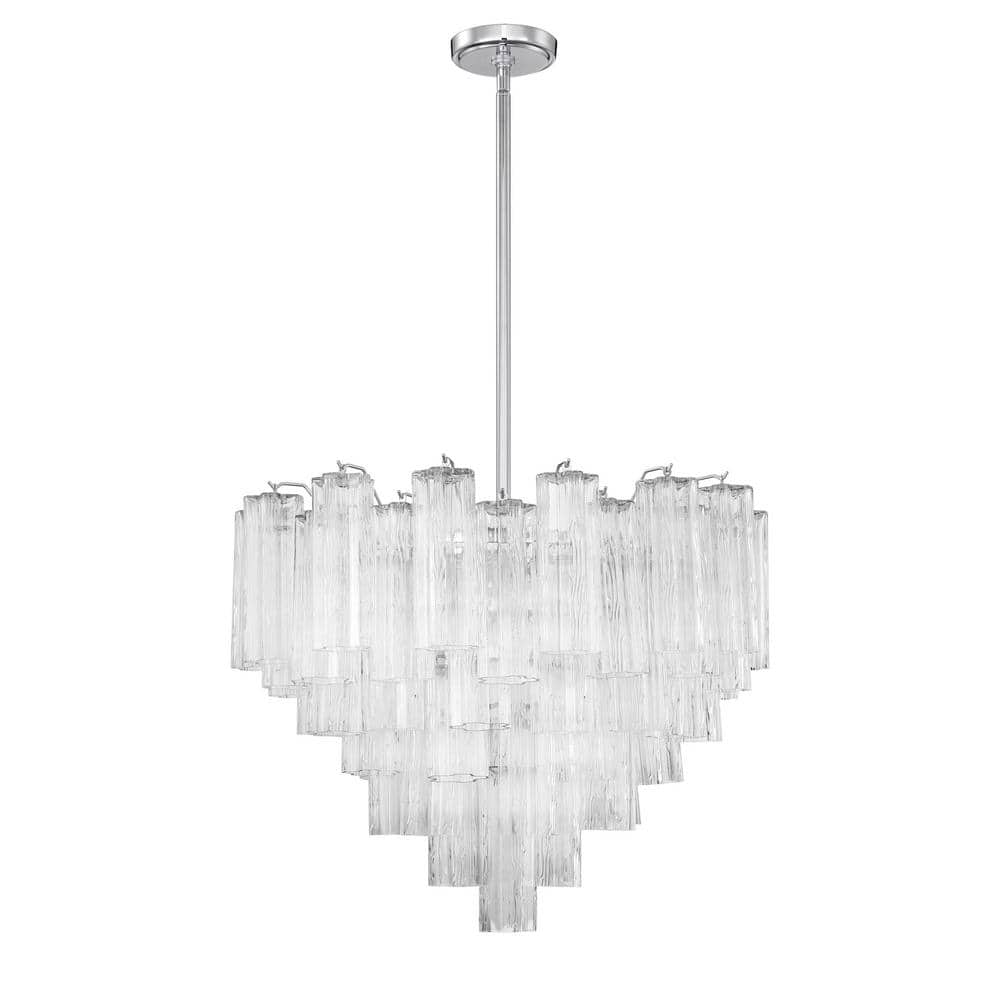Addis 12-Light Polished Chrome Chandelier with Clear Tronchi Glass