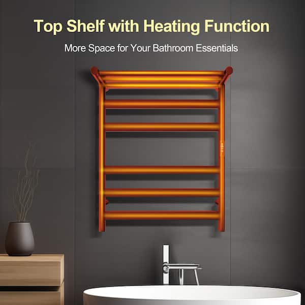 Black Towel Warmer Smart Touch Screen Temperature Control Towel Rack 304 Stainless Steel Waterproof P48891