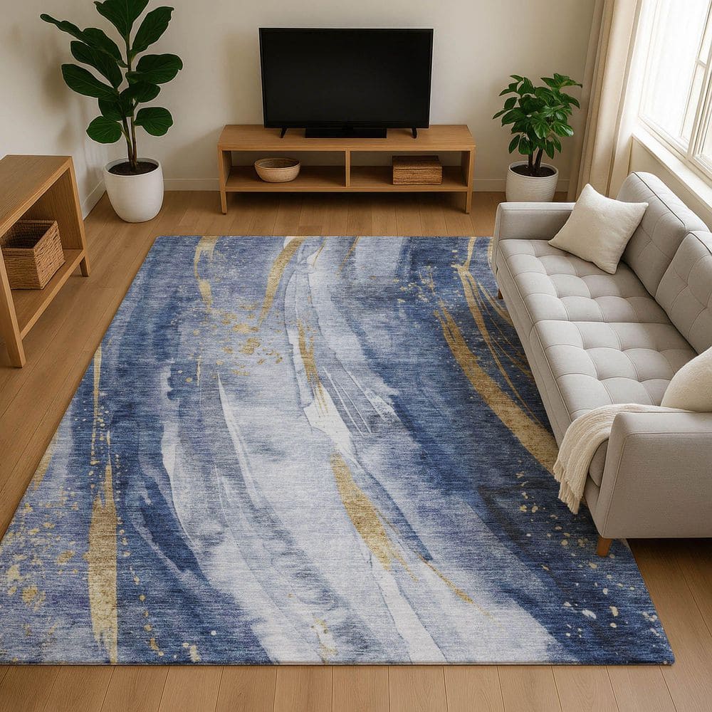 Mayfield Premium Machine Washable Abstract AMF1676 Blue 9 ft. x 12 ft. Area Rug price history on PriceWatchPro