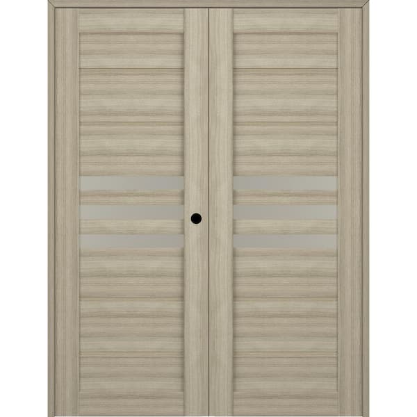 Belldinni Dome 48 in. x 96 in. Left Hand Active 3-Lite Shambor Wood Composite Double Prehung Interior Door