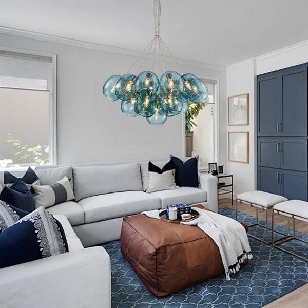 Y'INSP 19-Light Copper Modern Bubble Globe Chandelier Cluster