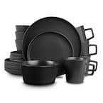 16-Piece Modern Black Matte Stoneware Dinnerware Set (Set for 4)