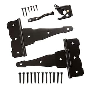 Black Decorative Gate Hinge and Latch Set