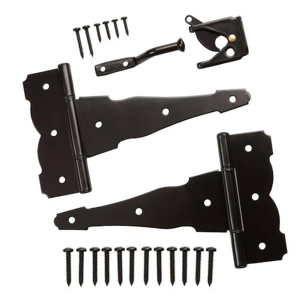 EVERBILT Black 12' Tee Hinge Heavy Duty Steel Decorative Door Gate Hardware Kit 