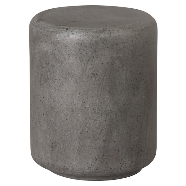 Emissary Caemen 17 in. H Matte Gray Round Terrazzo Garden Stool
