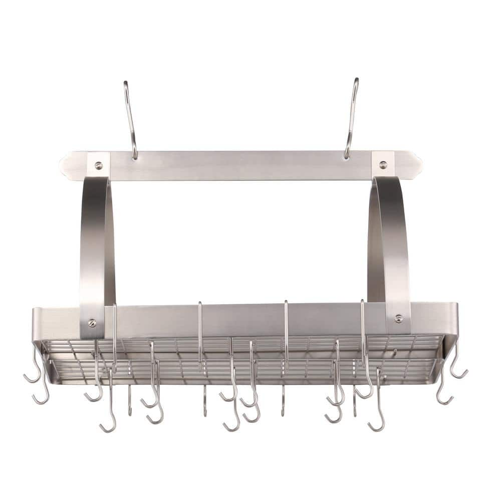 Old Dutch 30 in. x 20.5 in. x 15.75 in. Satin Nickel Pot Rack with Grid ...