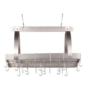 30 in. x 20.5 in. x 15.75 in. Satin Nickel Pot Rack with Grid and 24 Hooks