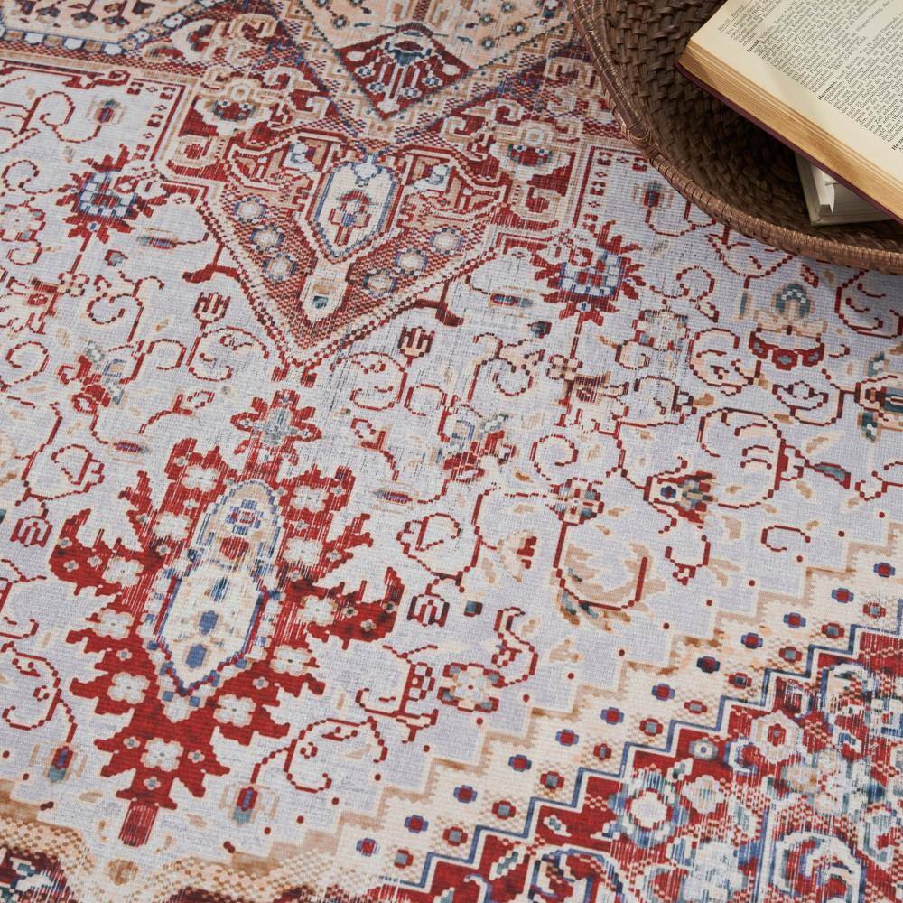 Ivory Red Persian Style Flatweave 5' x 7' Area Rug