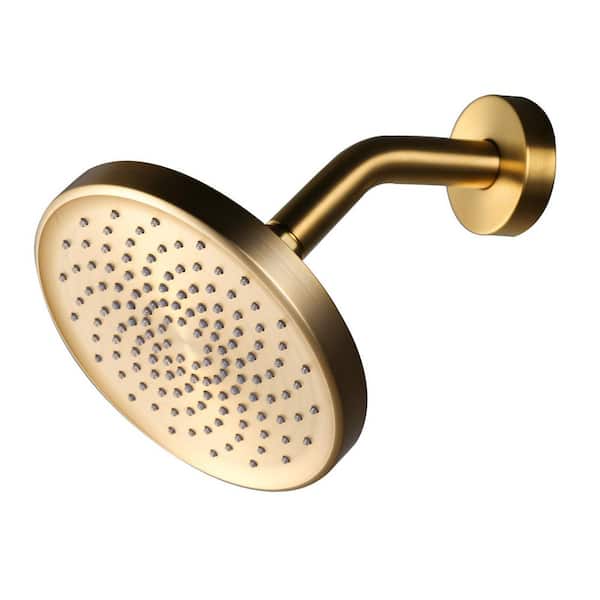1-Spray Patterns with 1.75 GPM 6 in. Wall Mount Rain Fixed Shower Head in Brushed Gold