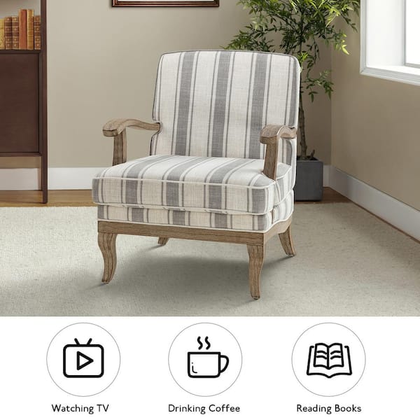 JAYDEN CREATION Quentin Farmhouse Style Wooden Upholstered Grey