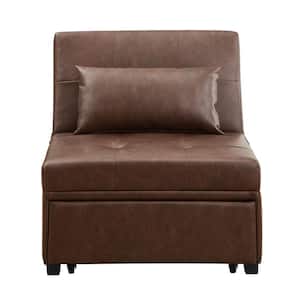 Brooks 31 in. W Chestnut Brown Faux-Leather Twin Sofa Bed