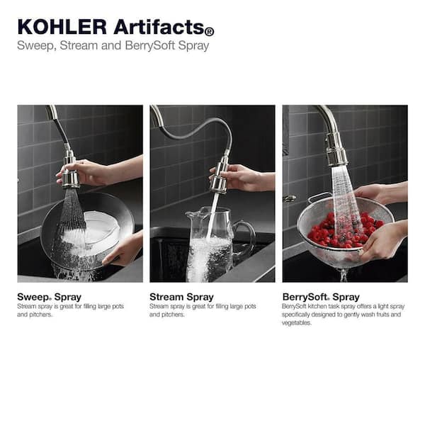 KOHLER Artifacts Single-Handle Pull-Down Sprayer Kitchen Faucet in