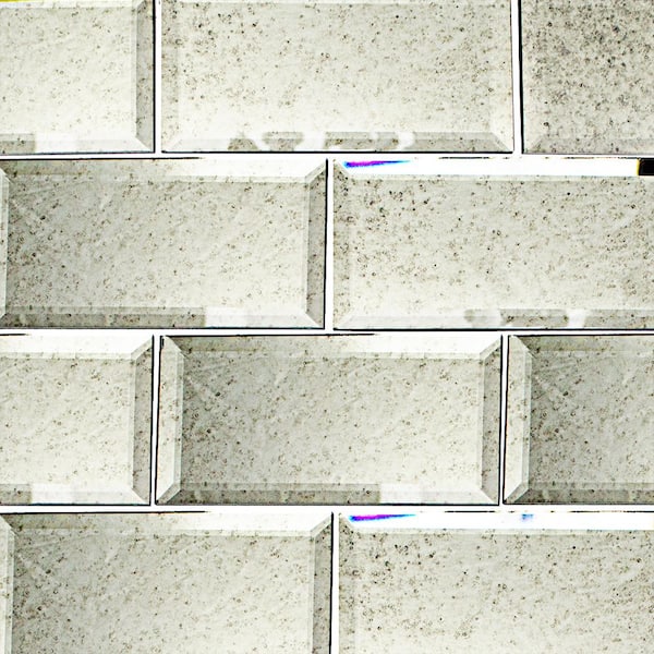 Ivy Hill Tile Vintage Silver Mirror Beveled 3 in. x 0.35 in. Glass Wall Tile Sample