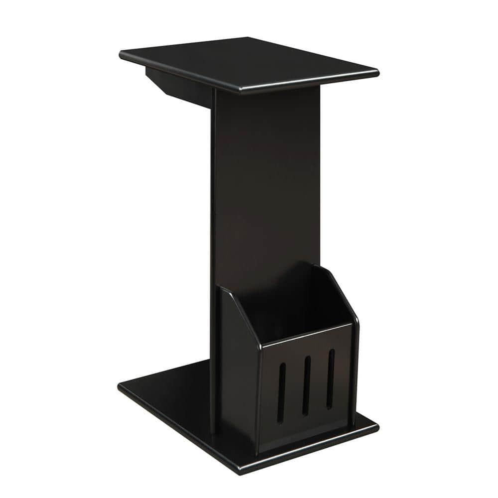 C-Shaped Black Wood Magazine Holder End Table