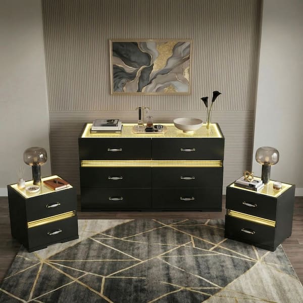 black and gold dresser and nightstand set Token Modern Black & Gold Dresser