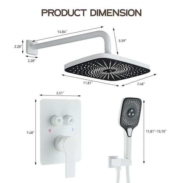1-Spray 11.81 in. Single Wall Mount Fixed Rain Shower Head in Pink 1-Spray 11.81 in. Single Wall Mount Fixed Rain Shower Head in Pink