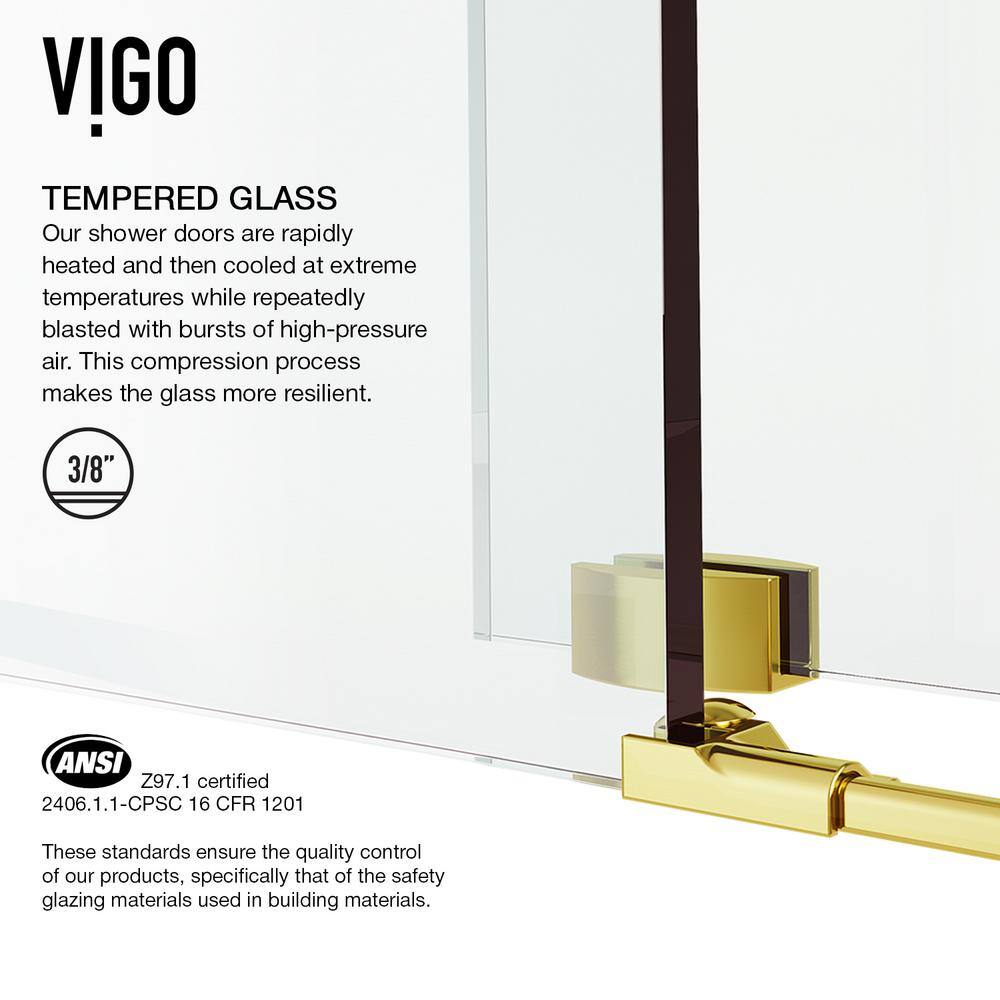 Winslow 48" Matte Brushed Gold Frameless Sliding Shower Enclosure with Clear Glass