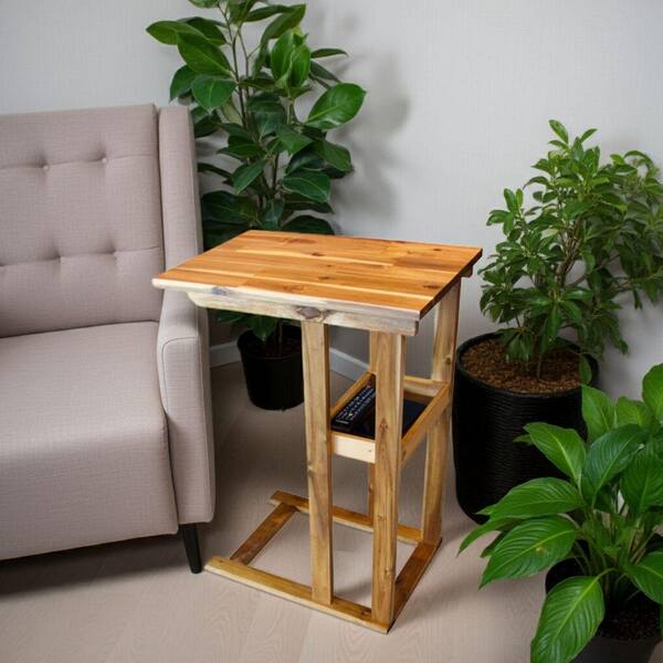 19 in. W Natural 26.5 in. H Rectangle Acacia Wood C-Table with
