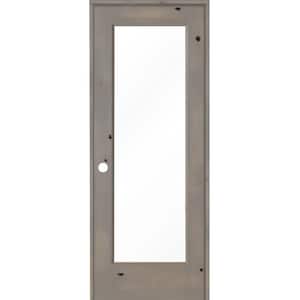 28 in. x 80 in. Rustic Knotty Alder Right-Hand Full-Lite Clear Glass Grey Stain Solid Wood Single Prehung Interior Door
