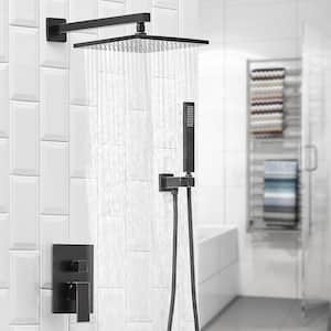 2-Spray Wall Slid Bar Round Rain Shower Faucet with Hand Shower 2 Cross Handles Mixer Shower System Taps in Antiqued