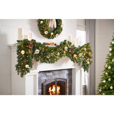 9 ft St. Germain Battery Operated Mixed Pine LED Pre-Lit Artificial Christmas Garland with Timer