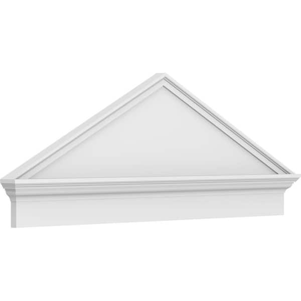 Ekena Millwork 2-3/4 in. x 52 in. x 19-7/8 in. (Pitch 6/12) Peaked Cap Smooth Architectural Grade PVC Combination Pediment Moulding