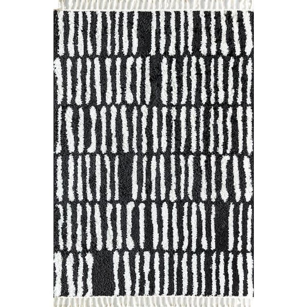 Stormy Nights Black 5 ft. x 7 ft. Geometric Modern Area Rug