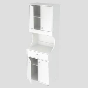 Galley Ready to Assemble 23.6x17.1x71 in. Microwave Storage Utility Cabinet in White