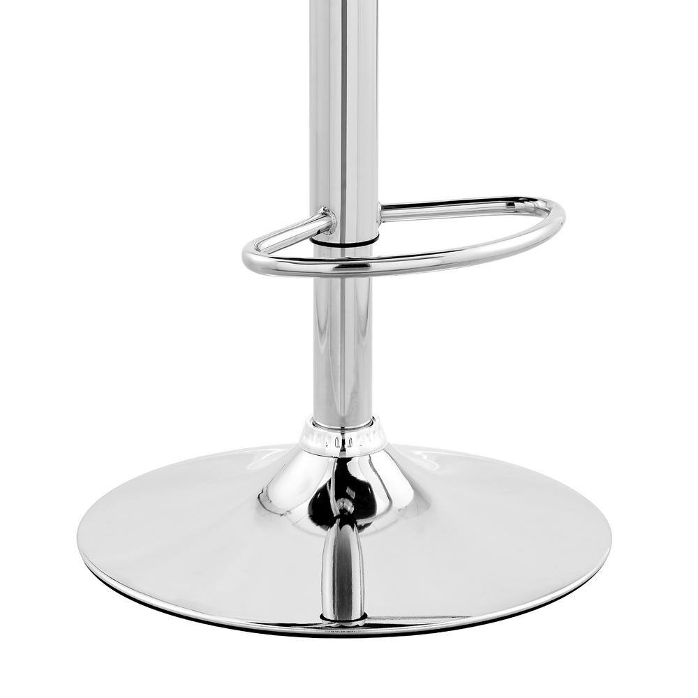 Contemporary Gray Faux Leather & Chrome Swivel Bar Stool