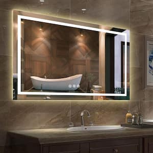 72 in. W x 36 in. H Large Rectangular Frameless Anti-Fog Dimmable Wall Mount LED Light Bathroom Vanity Mirror in White