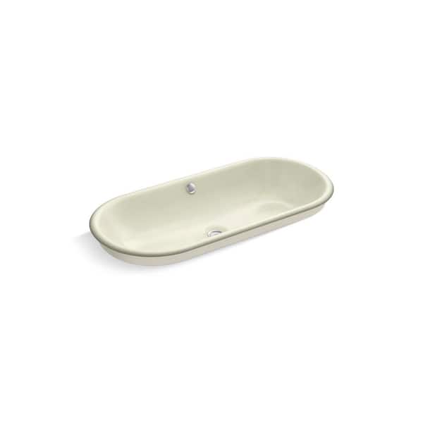 Iron Plains 33 in. Vessel/Drop-In/Under-Mount Cast Iron Bathroom Sink in Cane Sugar with Biscuit Painted Underside