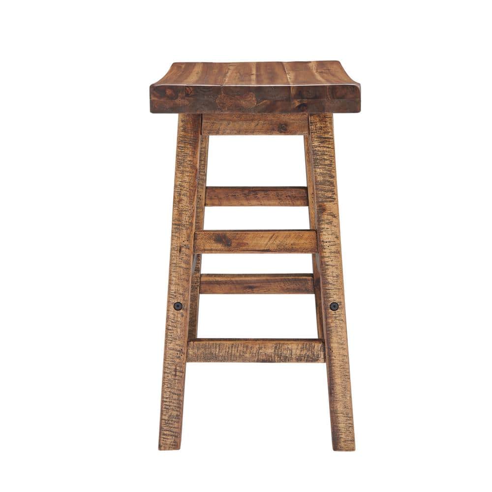 Durango 26" Brown Wood and Metal Saddle Stool