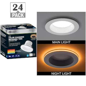 4 in. Adjustable CCT Integrated LED Recessed Light Trim with Night Light 625 Lumens Dimmable Kitchen Bathroom (24-Pack)
