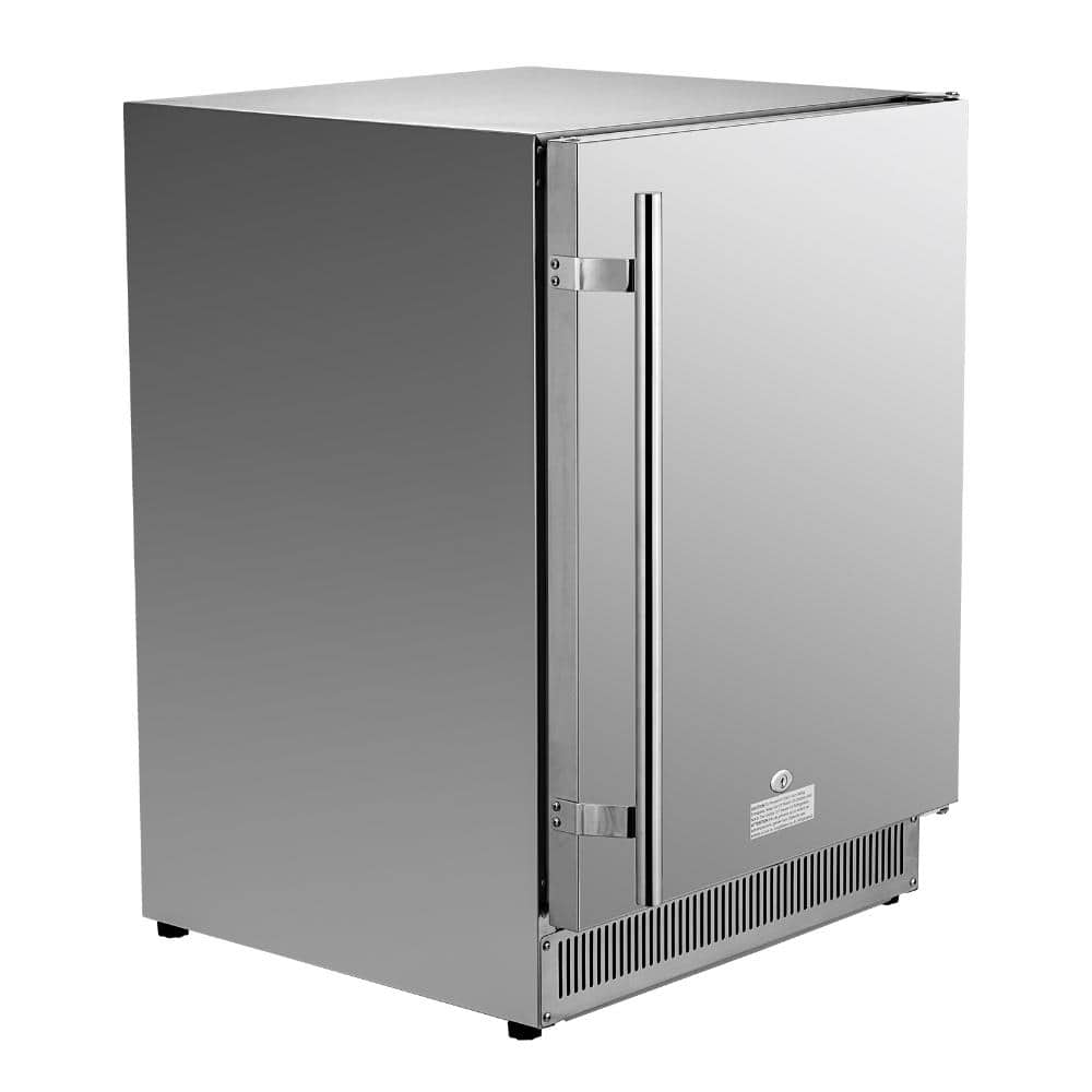 24 in. 185QT Stainless Steel Beverage Refrigerator, 175 Can Built-In Freestanding Outdoor Indoor Beer Fridge