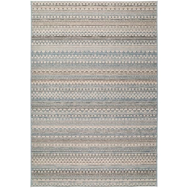 Brighton Beige/Blue 3 ft. 11 in. x 5 ft. 7 in. Contemporary Polypropylene Area Rug