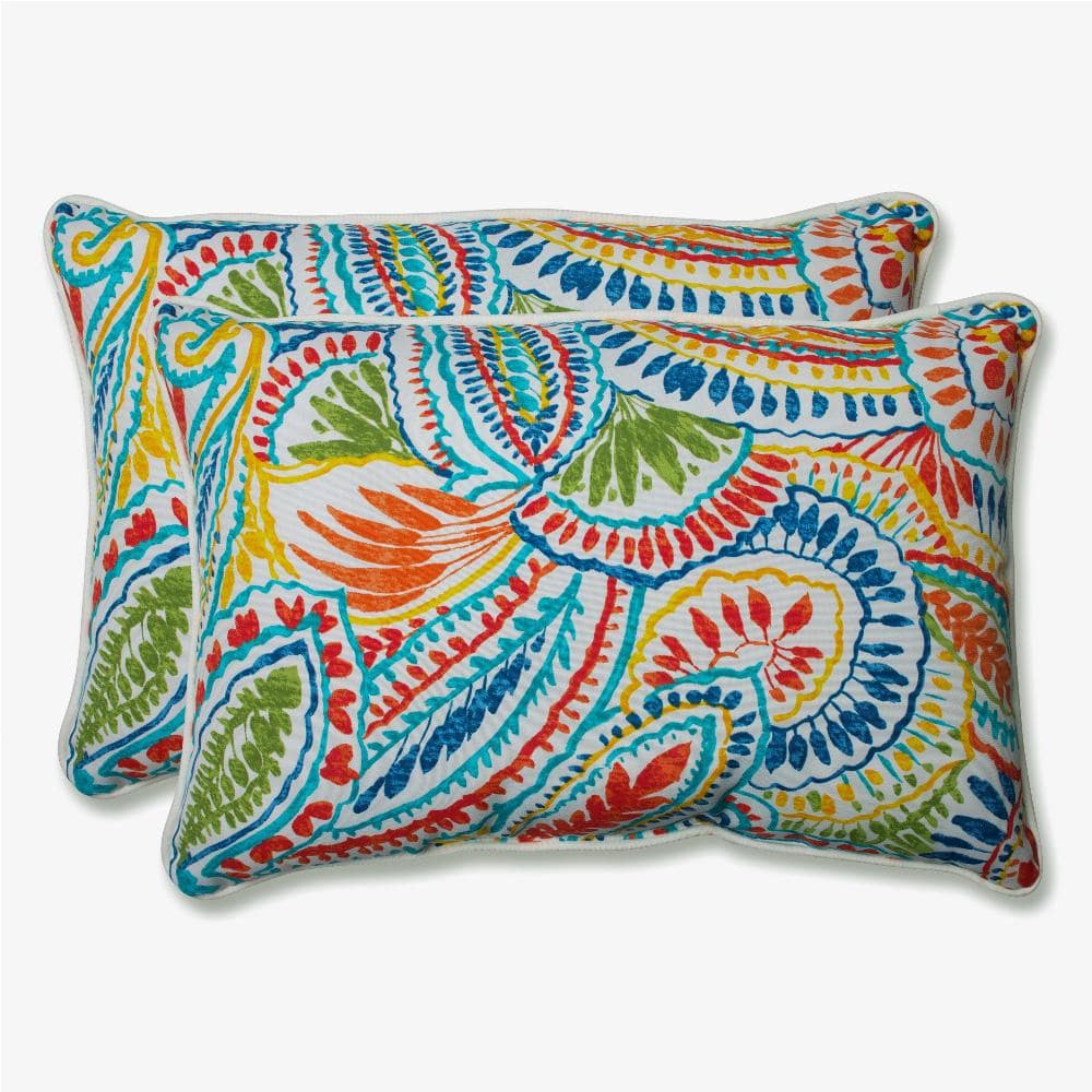 Pillow Perfect Outdoor Kissen Ummi Geflecht – Buntes Paisley-Muster, Wetterfest, 112x48 Cm