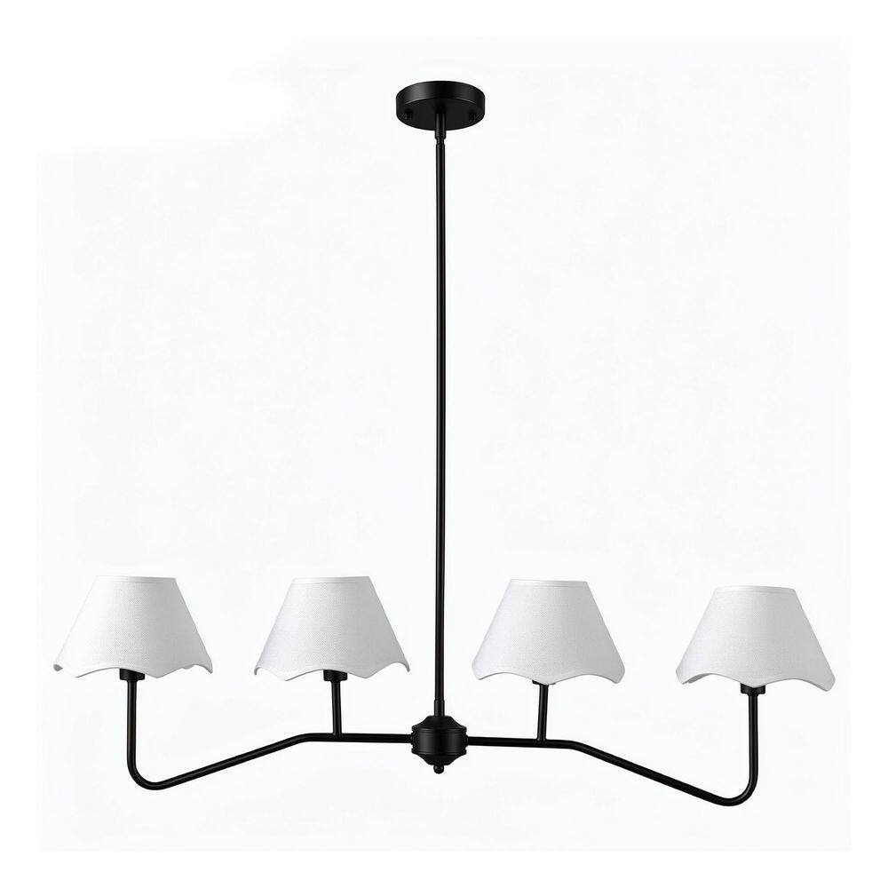 4-Light Black Island Chandelier for Kitchen Island Dining Room, Scalloped Fabric Shade Traditional Pendant Light price history on PriceWatchPro