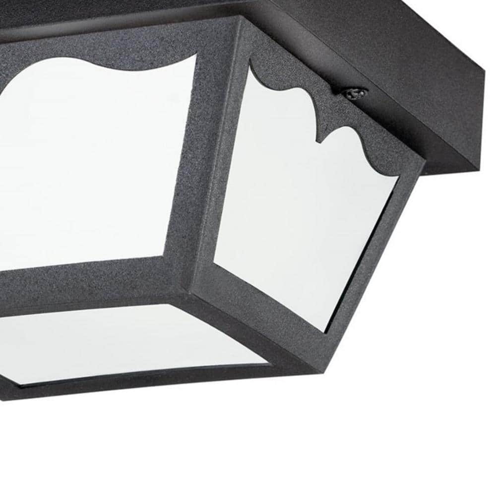 Black Polypropylene and Glass Outdoor Flush Mount Light