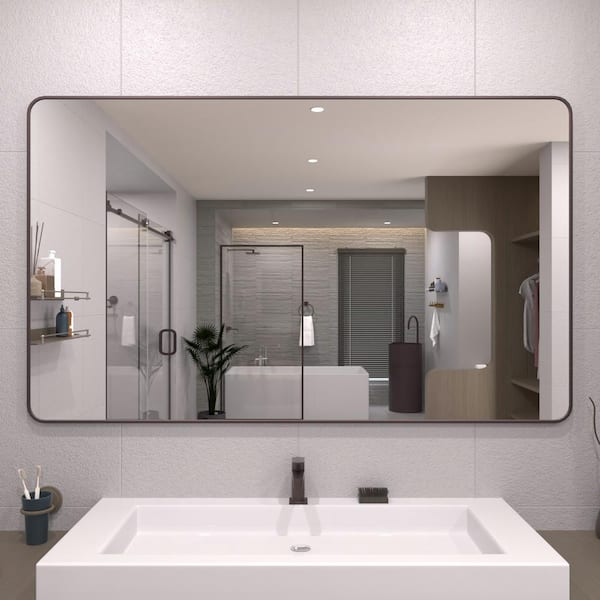 60 in. W x 36 in. H Rectangular Framed Wall Bathroom Vanity Mirror in Oil Rubbed Bronze
