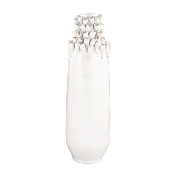 Titan Lighting Textured Top 29 in. Ceramic Decorative Vase in White