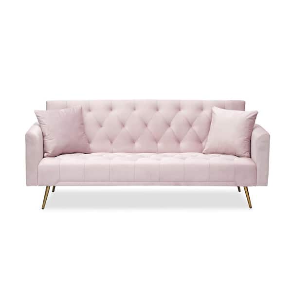 Z-joyee 65.35 in. Square Arm Straight Velvet Sofa Accent Sofa Loveseat Sofa with Stainless Feet in Black