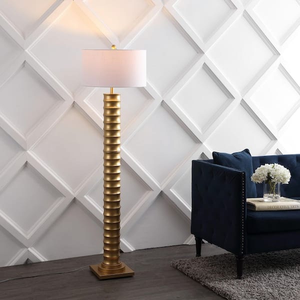 Serena 63 in. Gold Leaf Metal LED Floor Lamp